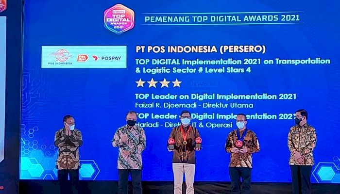 Pos Indonesia Borong Tiga Penghargaan Top Digital Award 2021